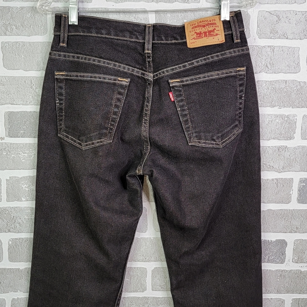 Levi's 515 Boot Cut Lower Rise Vintage Y2K Flaired Black Denim Jeans Size 6 Mis - Picture 12 of 16